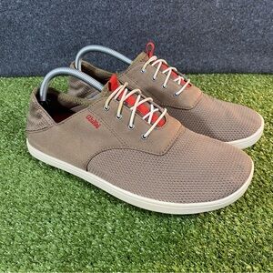 Olukai Nohea Moku Sneakers Mens Size 10 Mesh Taupe Red Crushback Elastic Lace